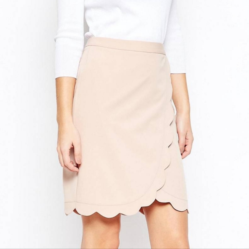 NWT ASOS Womens Straight Skirt Wrap Scallop Wine 4 - Picture 10 of 10
